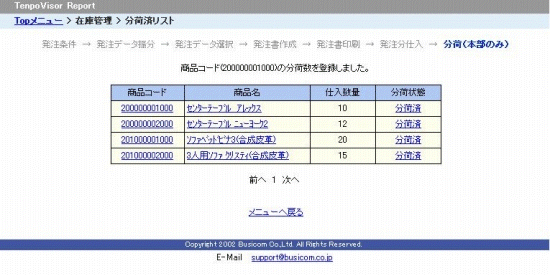 分荷修正完了画面